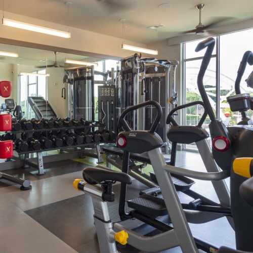 a gym with exercise equipment