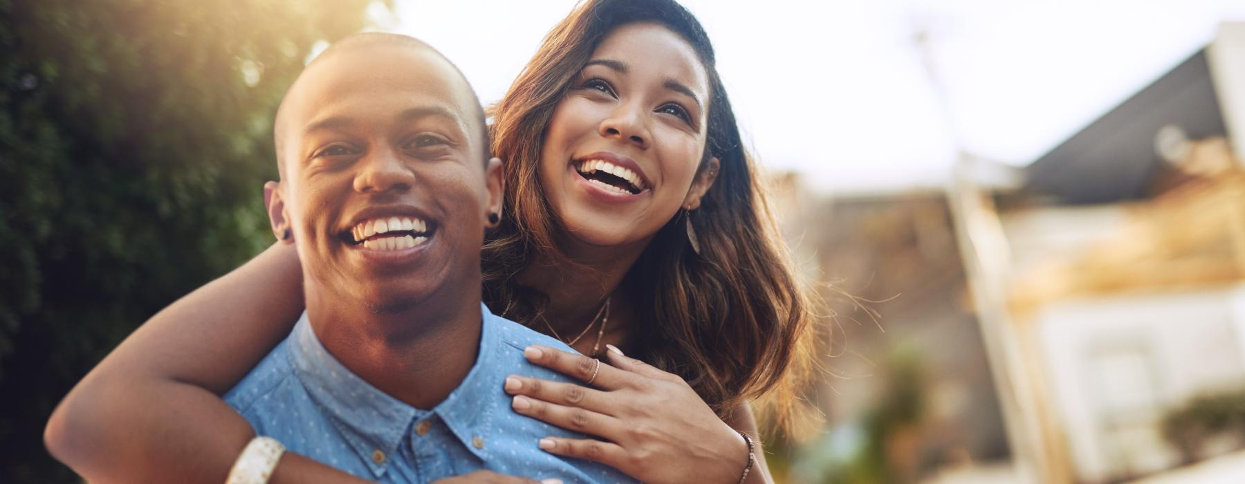 a man and woman embracing